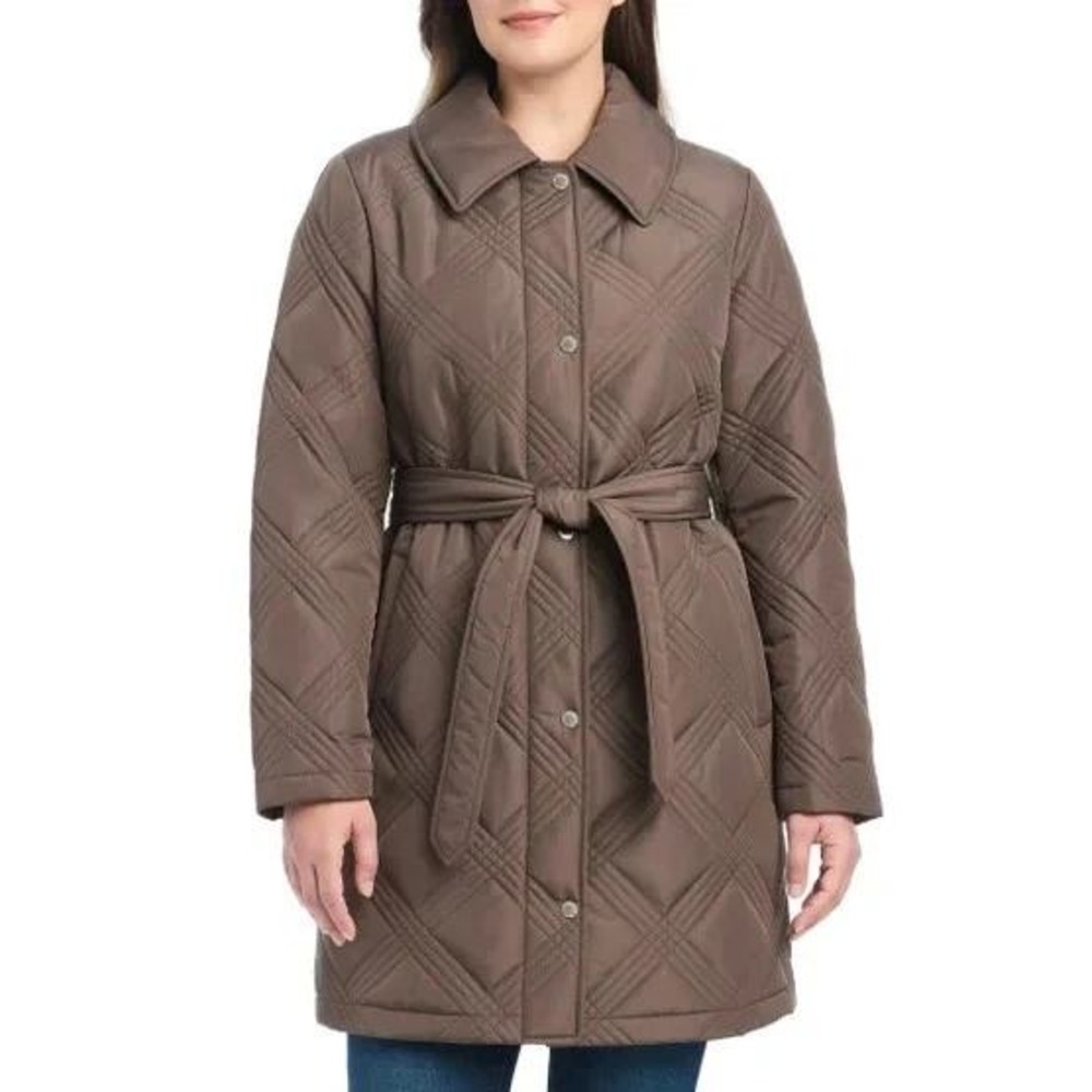 NWOT Jones New York Women's XXL Brown Quilted Puffer Jacket Polyester